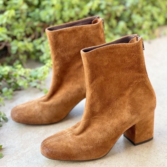 Free People Cecile Block Heel Suede Booties - Picture 3 of 5